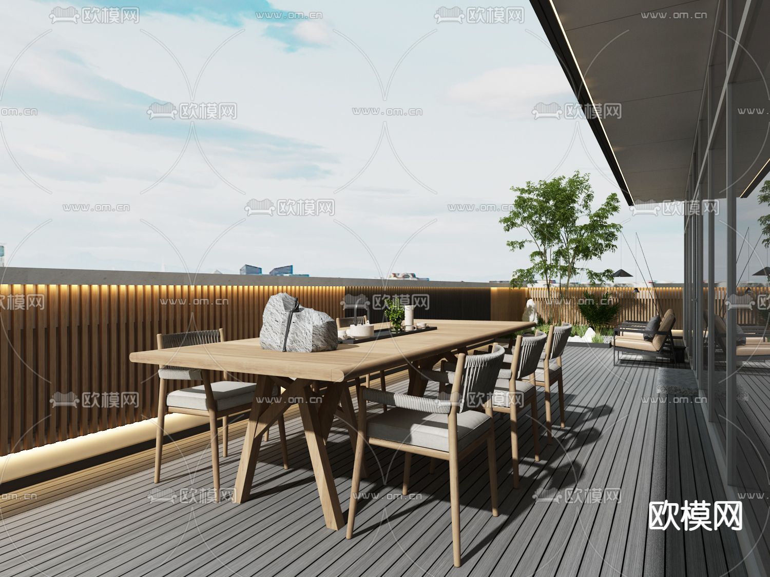 现代庭院阳台3d模型