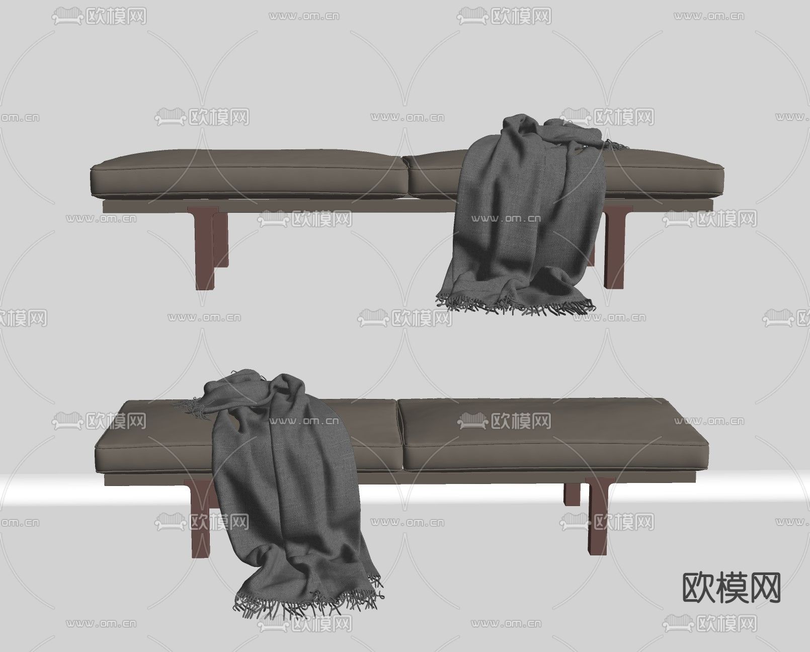 北欧床尾凳su模型下载（渲染图2）