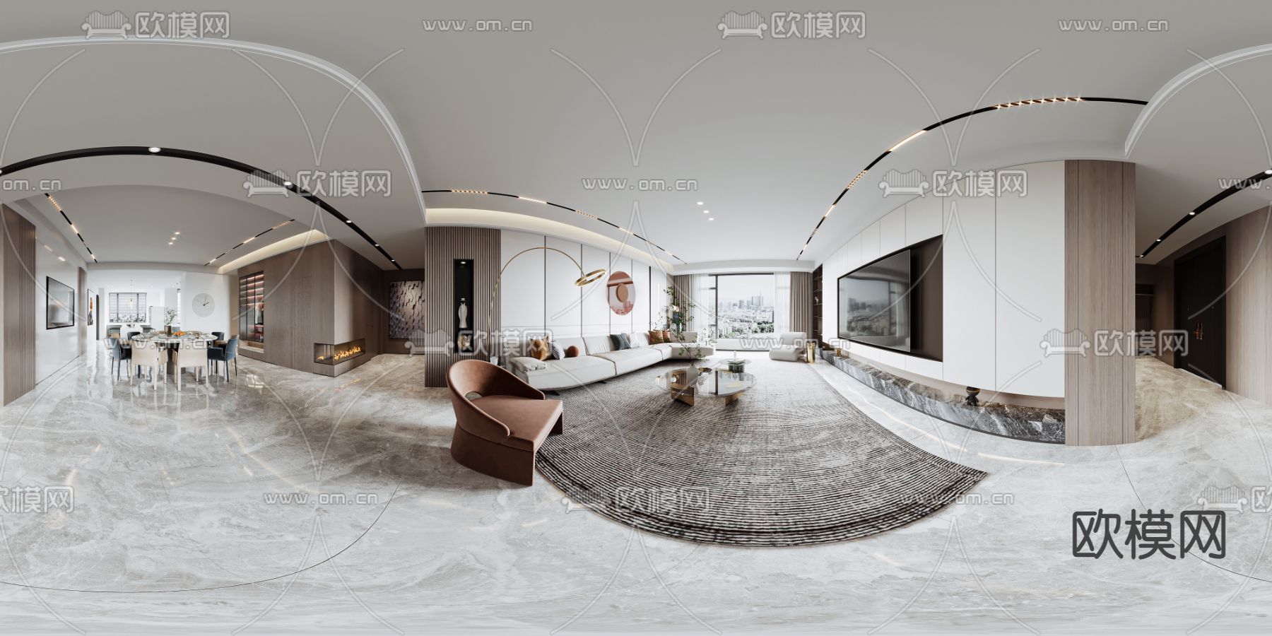 现代客餐厅cr全景3d模型