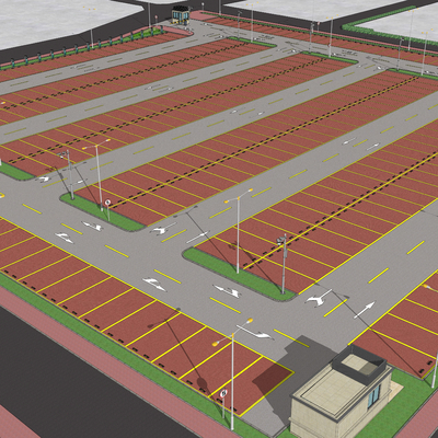  现代生态停车场su模型 