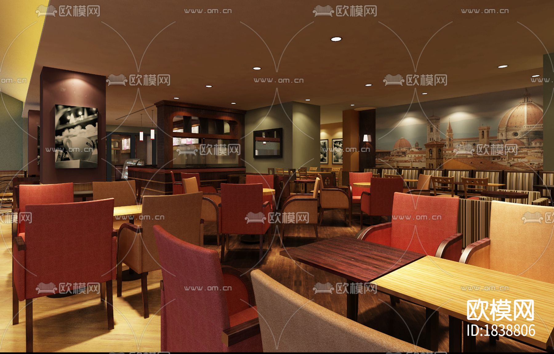 茶餐厅cad施工图下载（渲染图3）