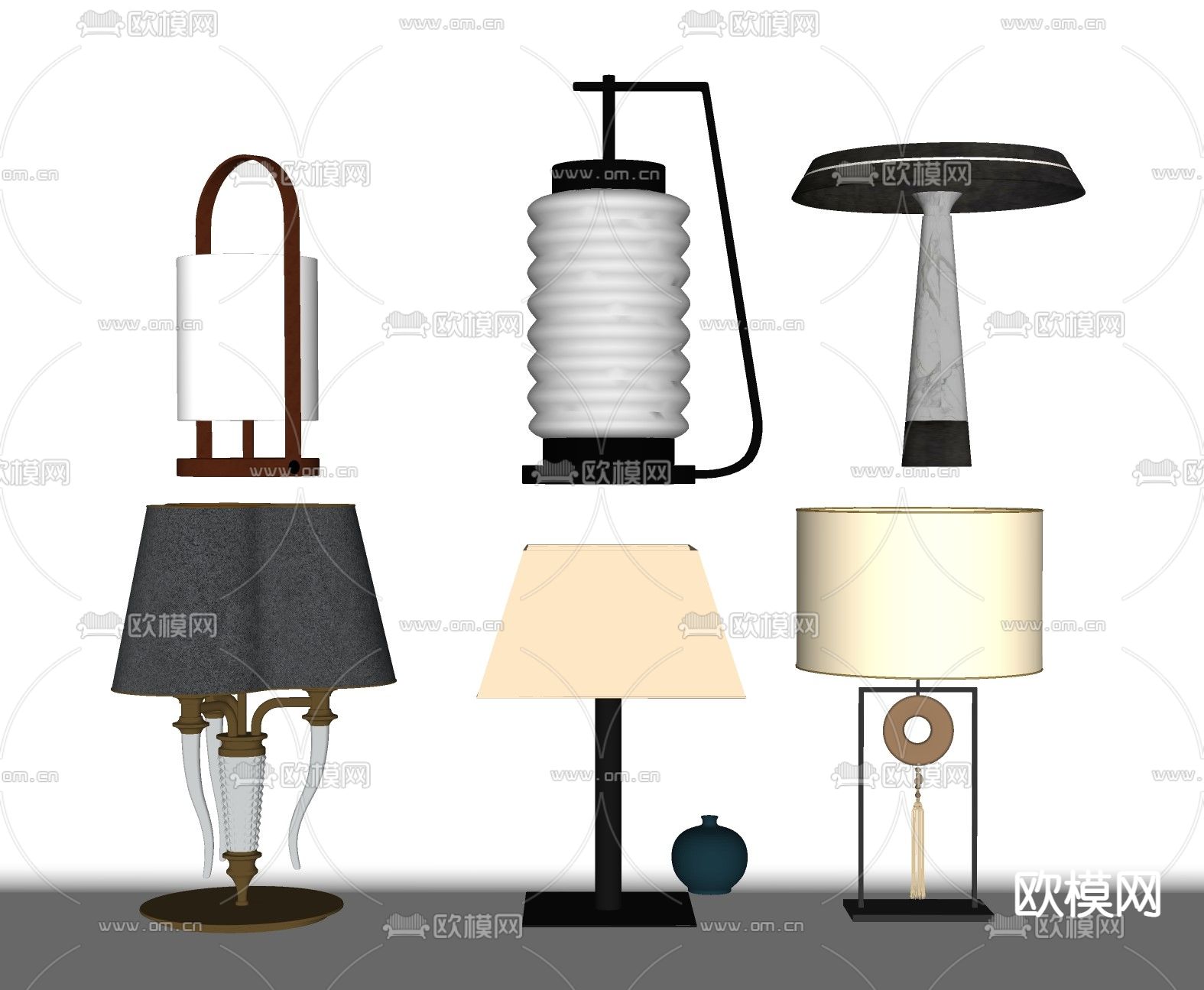 新中式台灯su模型下载（渲染图2）