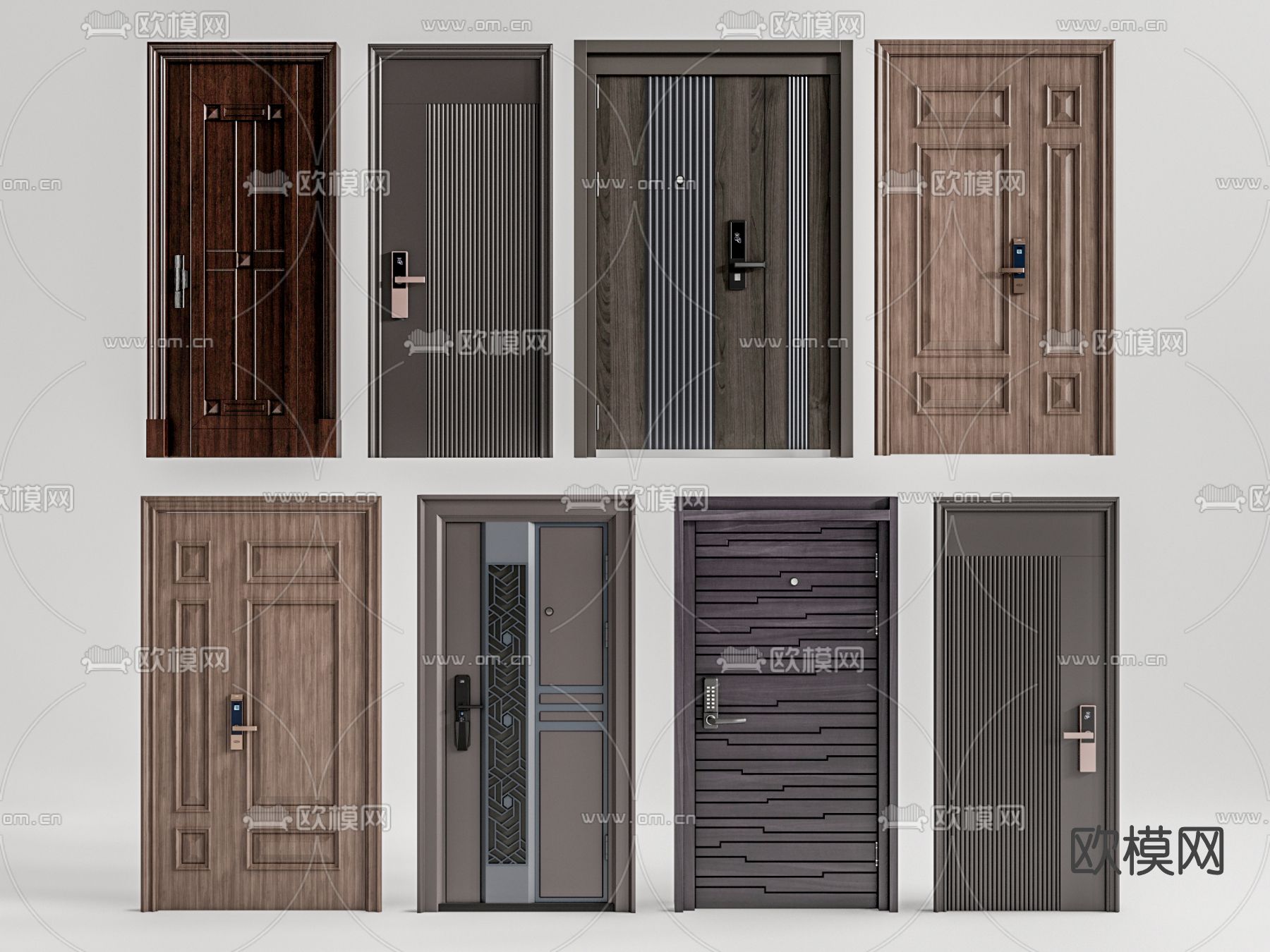 现代防盗门入户门su模型下载（渲染图1）