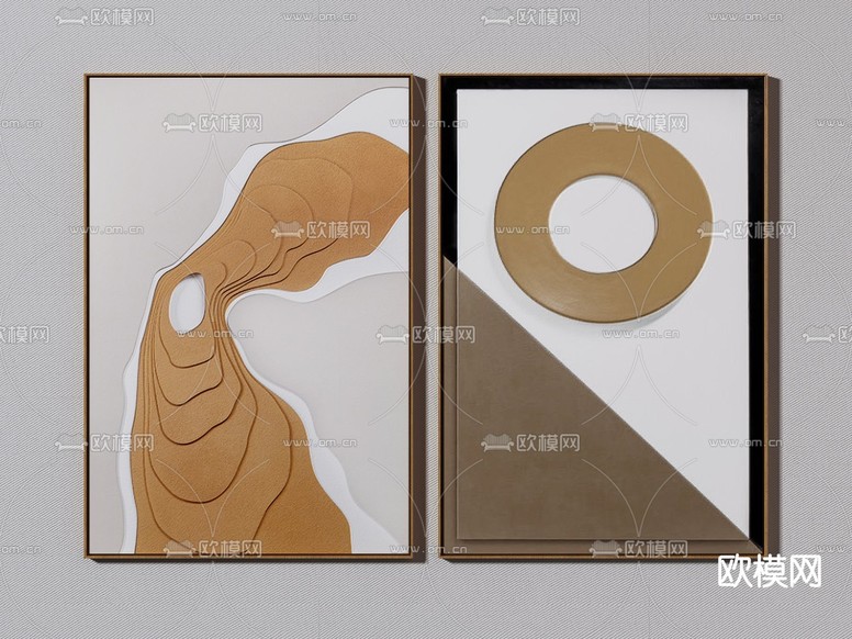 现代抽象装饰画3d模型下载