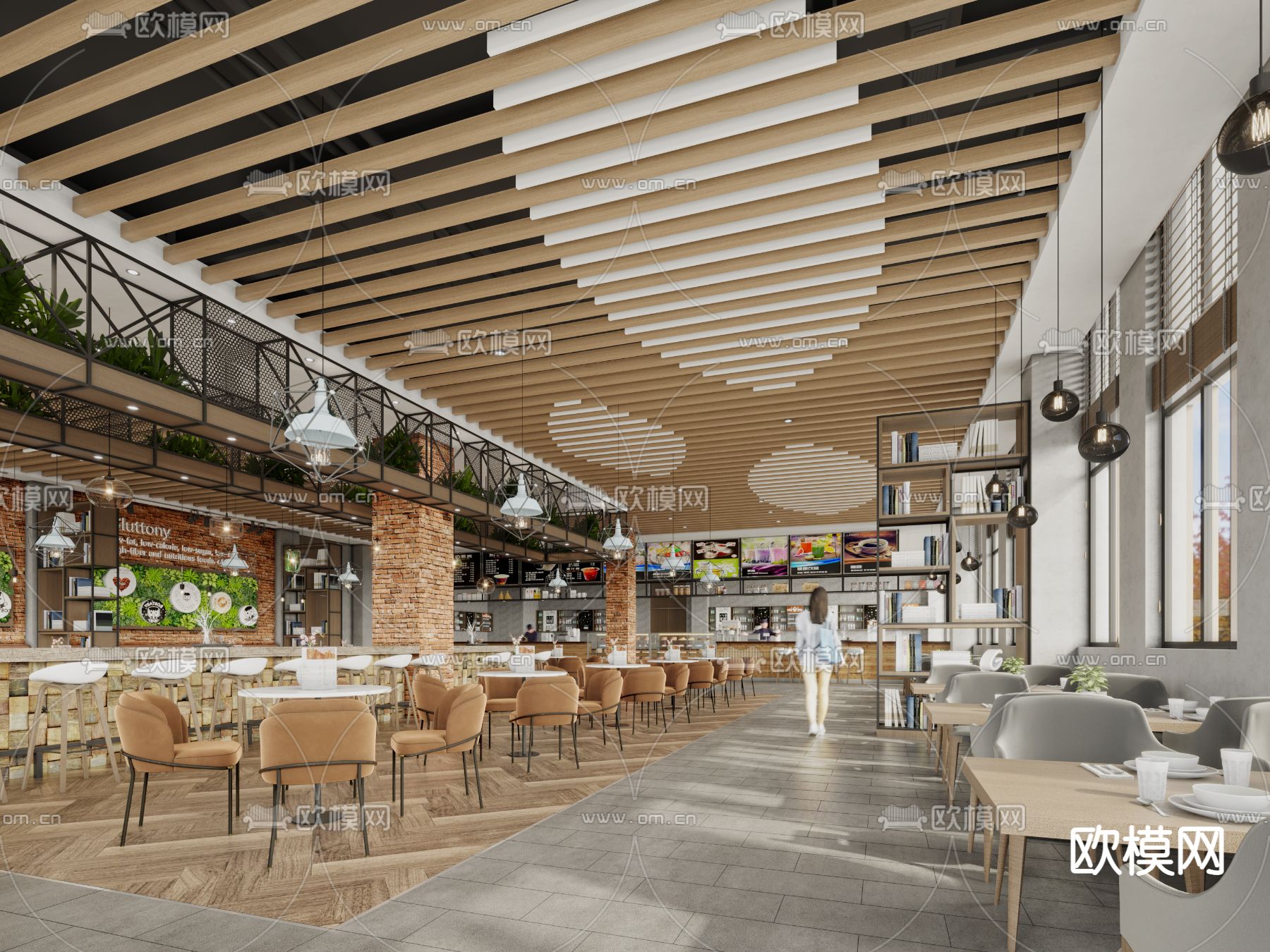 工业风咖啡厅3d模型下载（渲染图1）