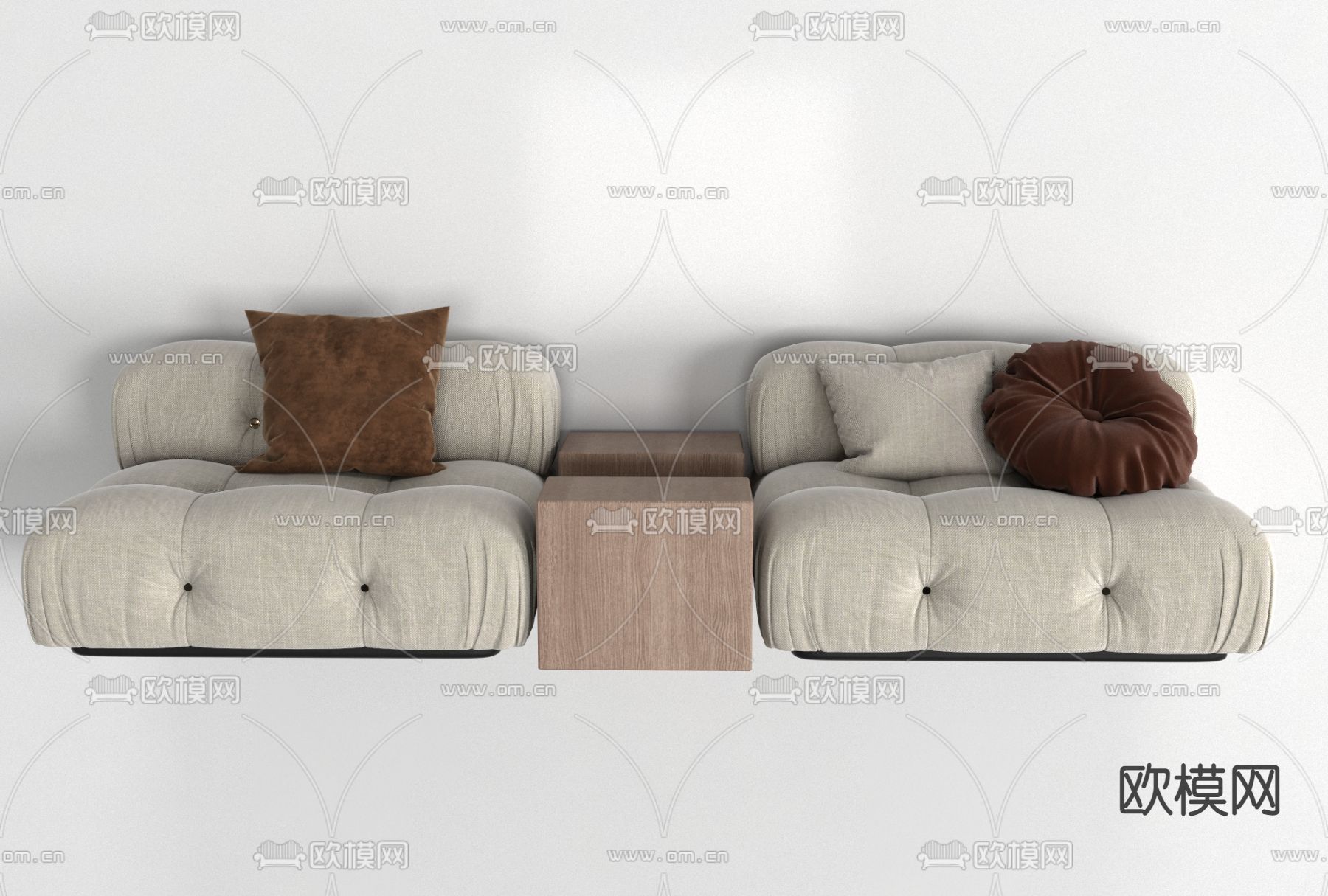 侘寂布艺休闲沙发免费3d模型下载