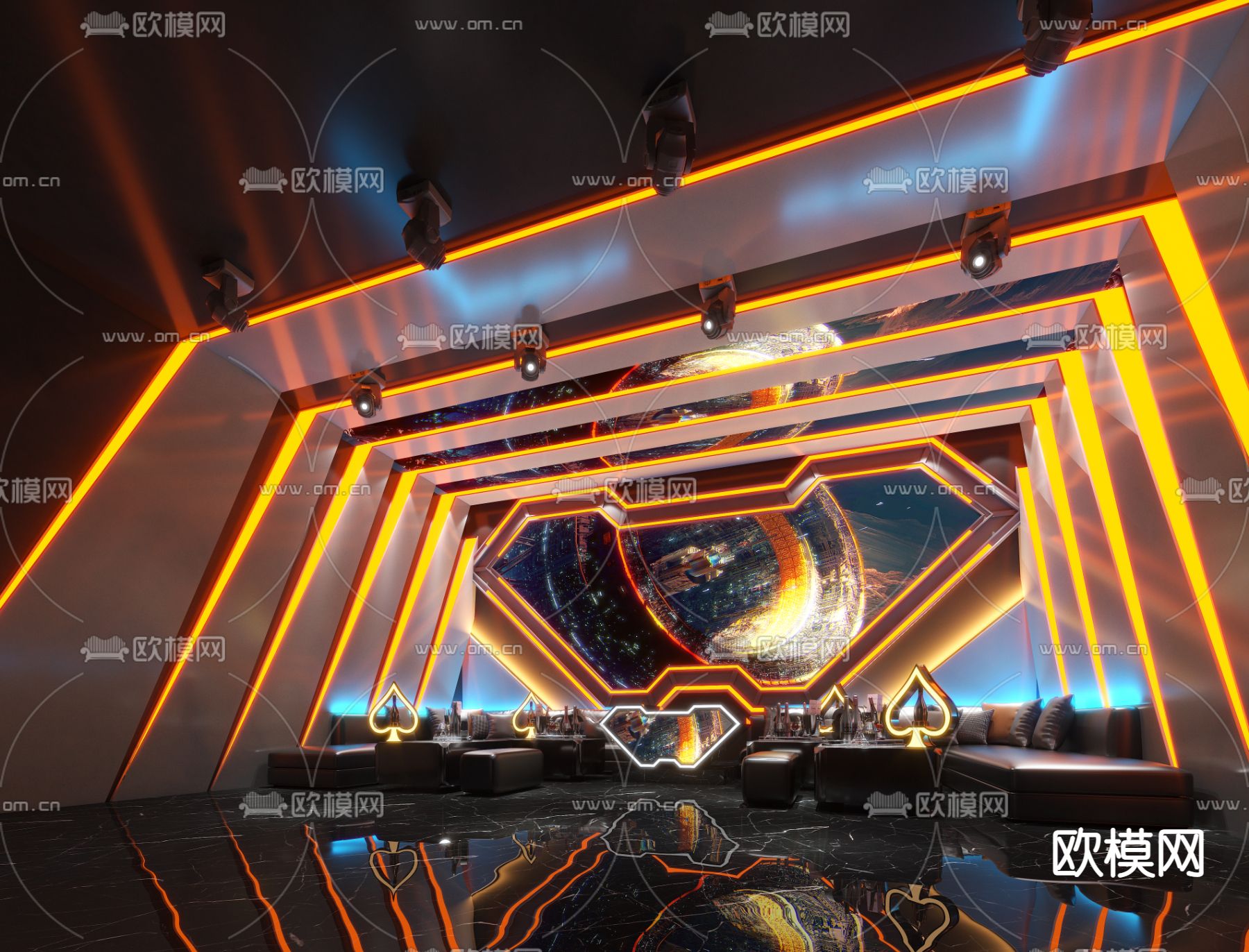 现代KTV包厢包房3d模型