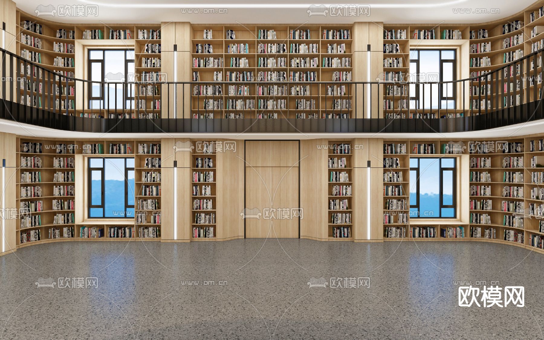 现代图书馆中庭3d模型