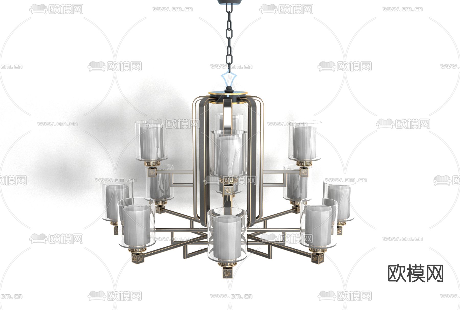 新中式轻奢吊灯免费3d模型下载