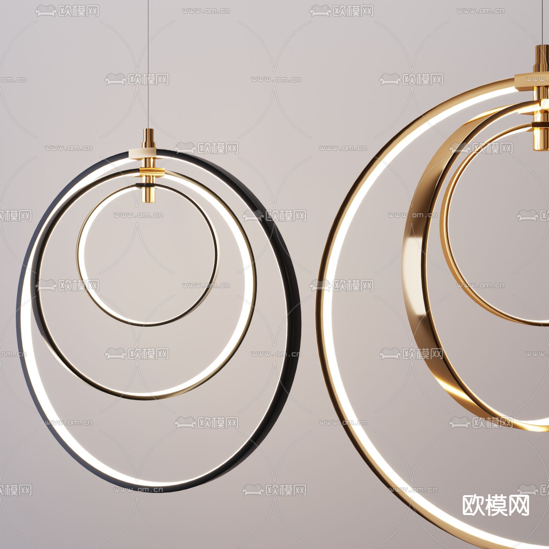 现代多层圆环吊灯3d模型下载_ID11692172_3dmax免费模型-欧模网