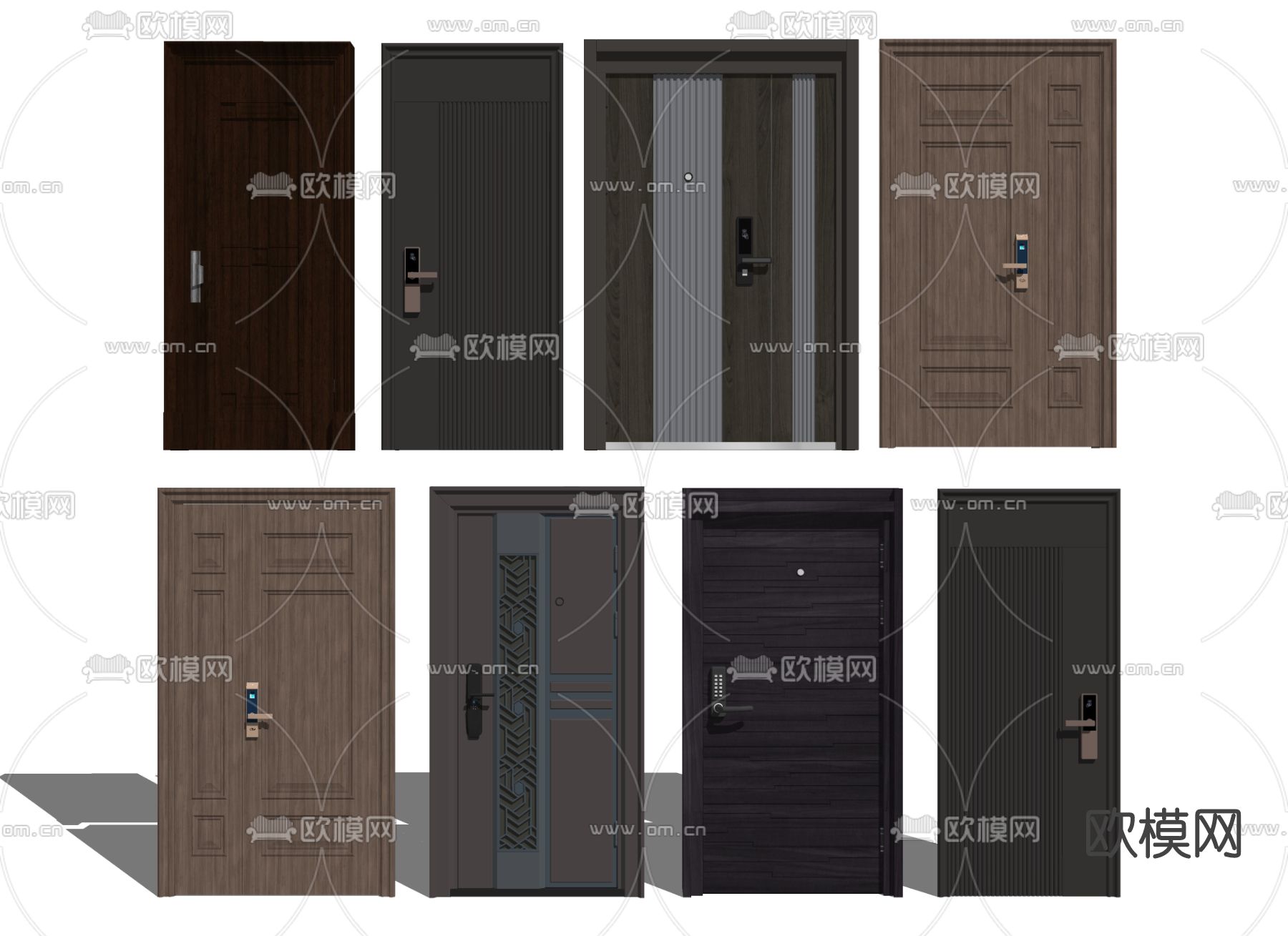 现代防盗门入户门su模型下载（渲染图2）