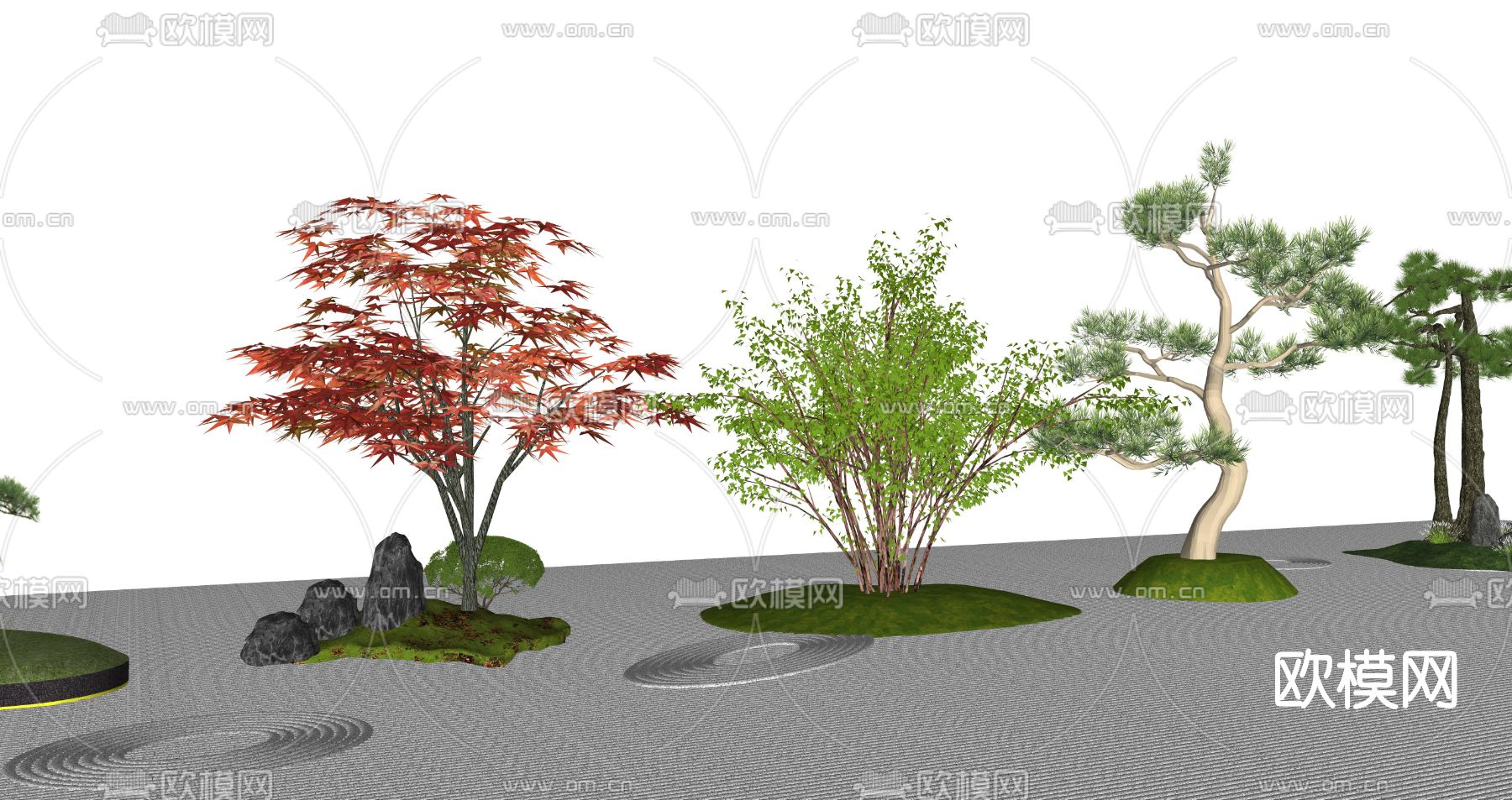 新中式景观树su模型下载（渲染图3）