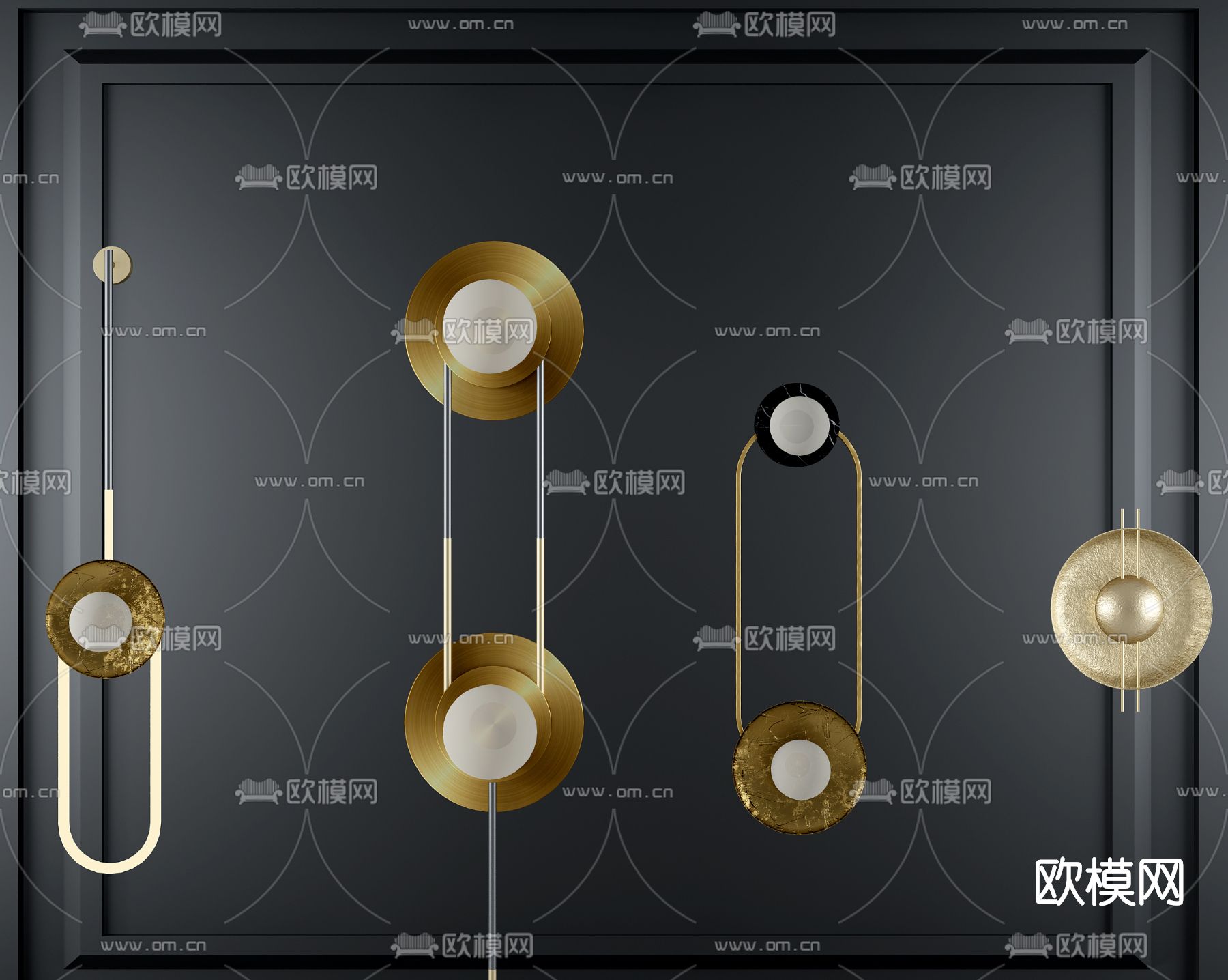 现代轻奢墙饰挂件免费3d模型下载