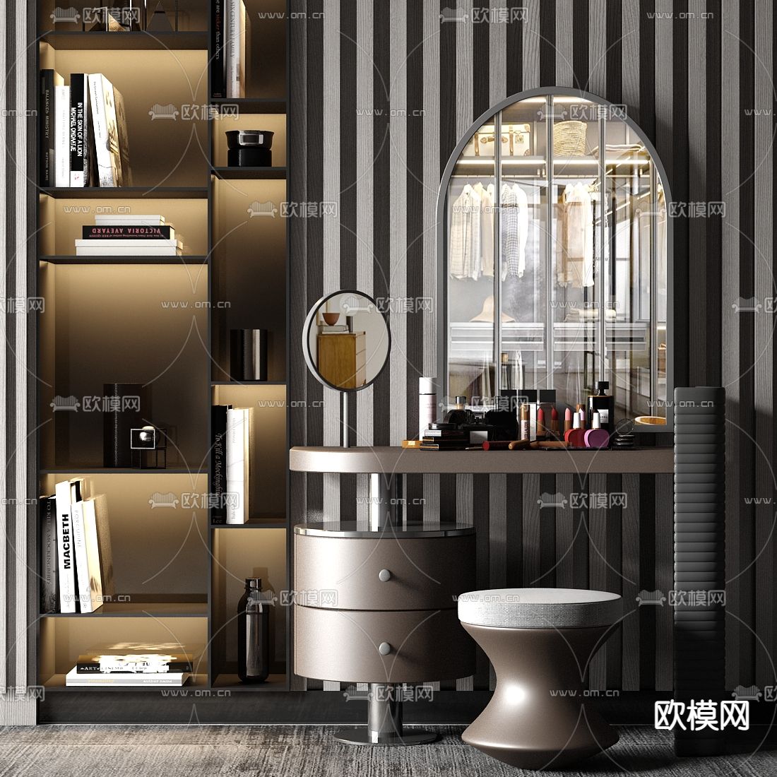 现代轻奢梳妆台su模型下载