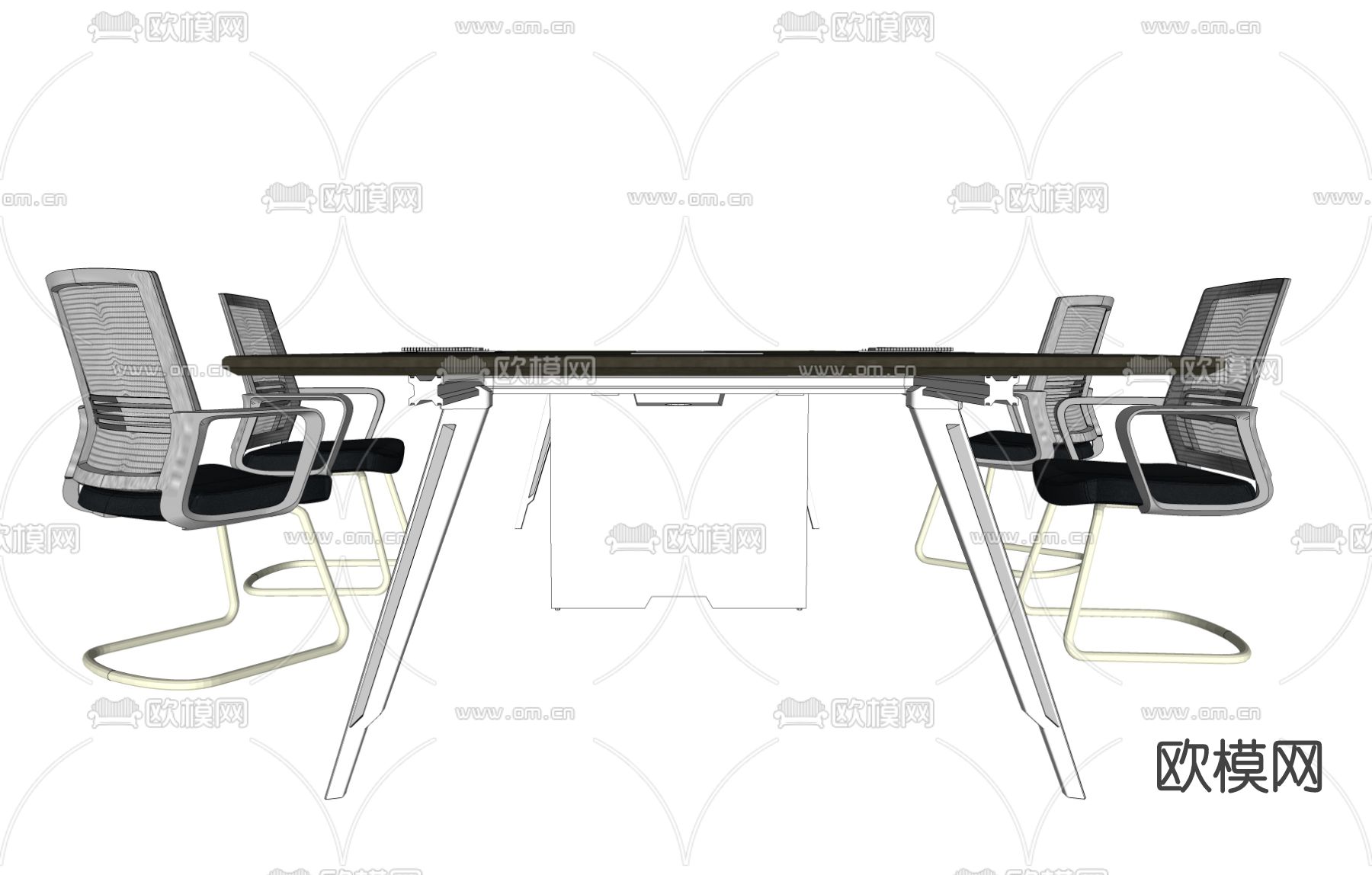 现代办公桌椅su模型下载（渲染图3）