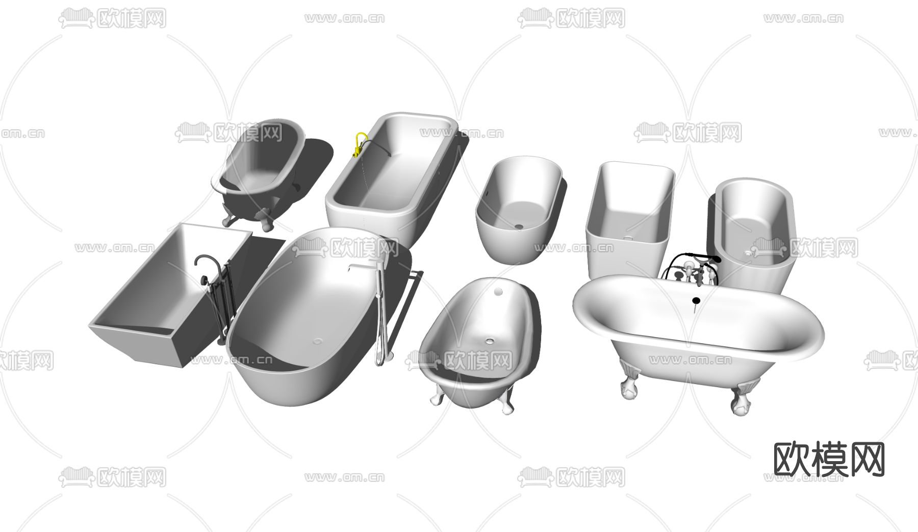 现代浴缸su模型下载