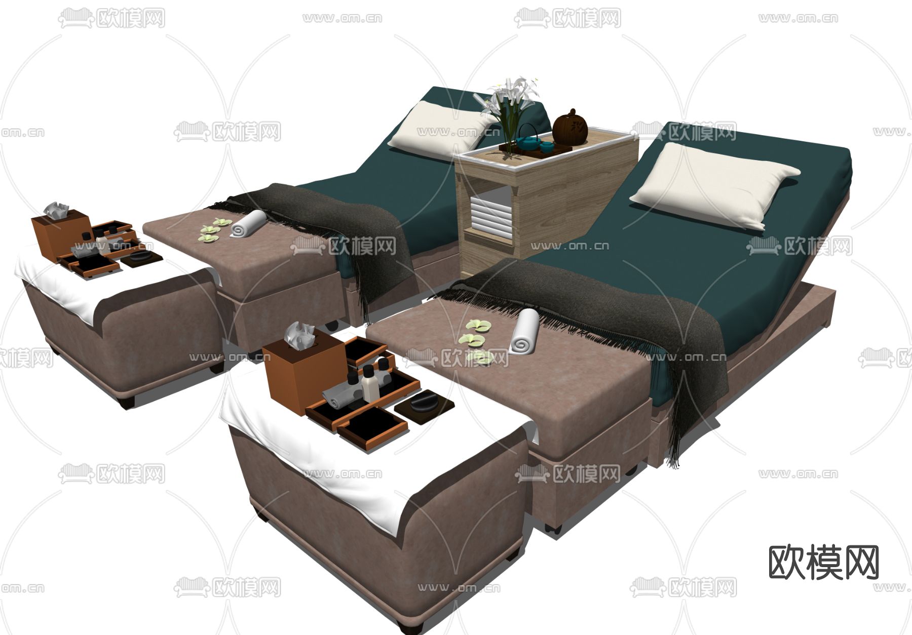 现代美容SPA床按摩椅su模型下载