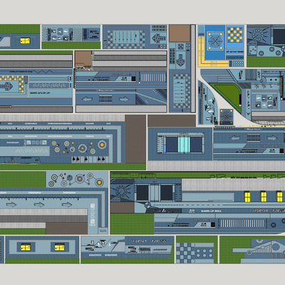  现代球场运动场跑道su模型 