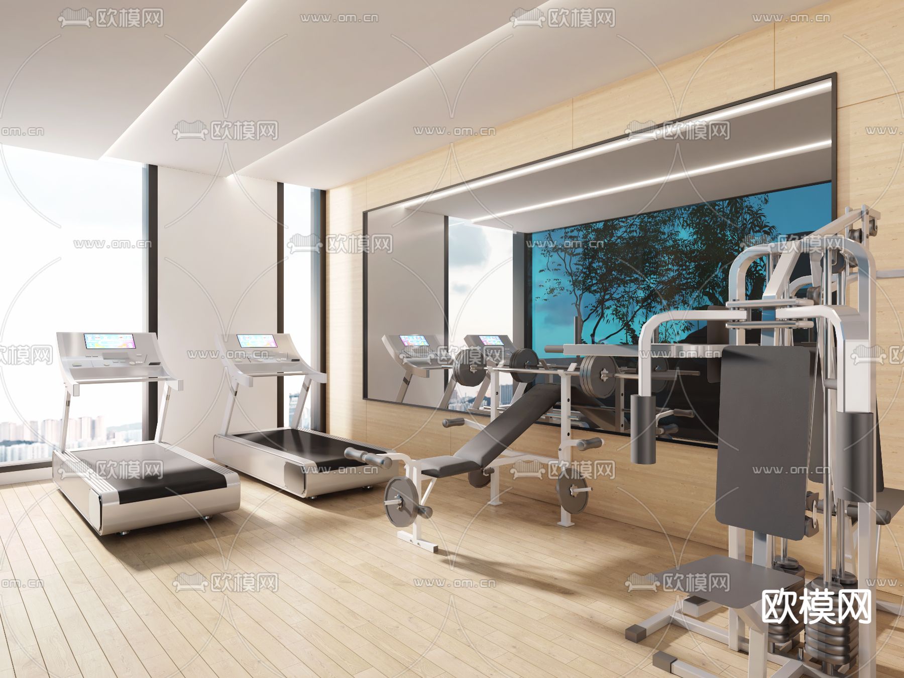 现代健身房3d模型