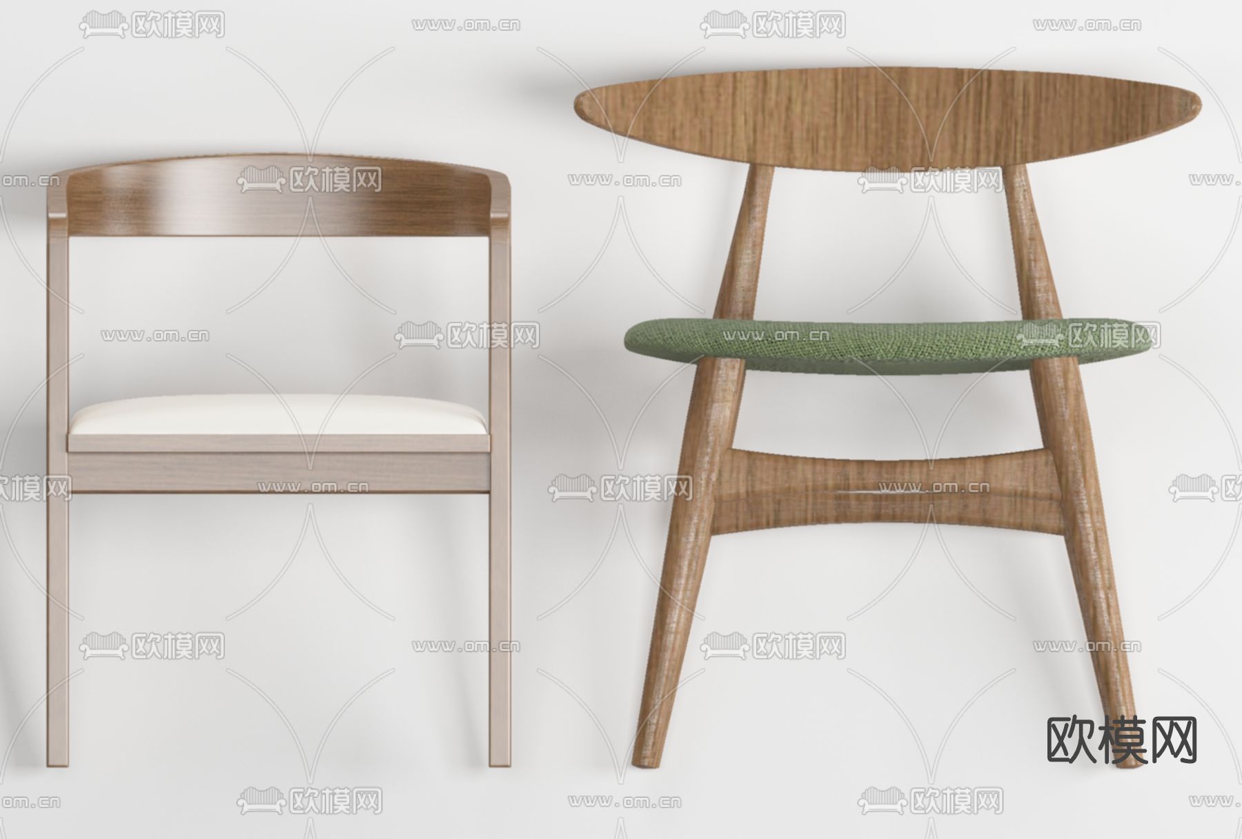 北欧实木单椅免费3d模型下载