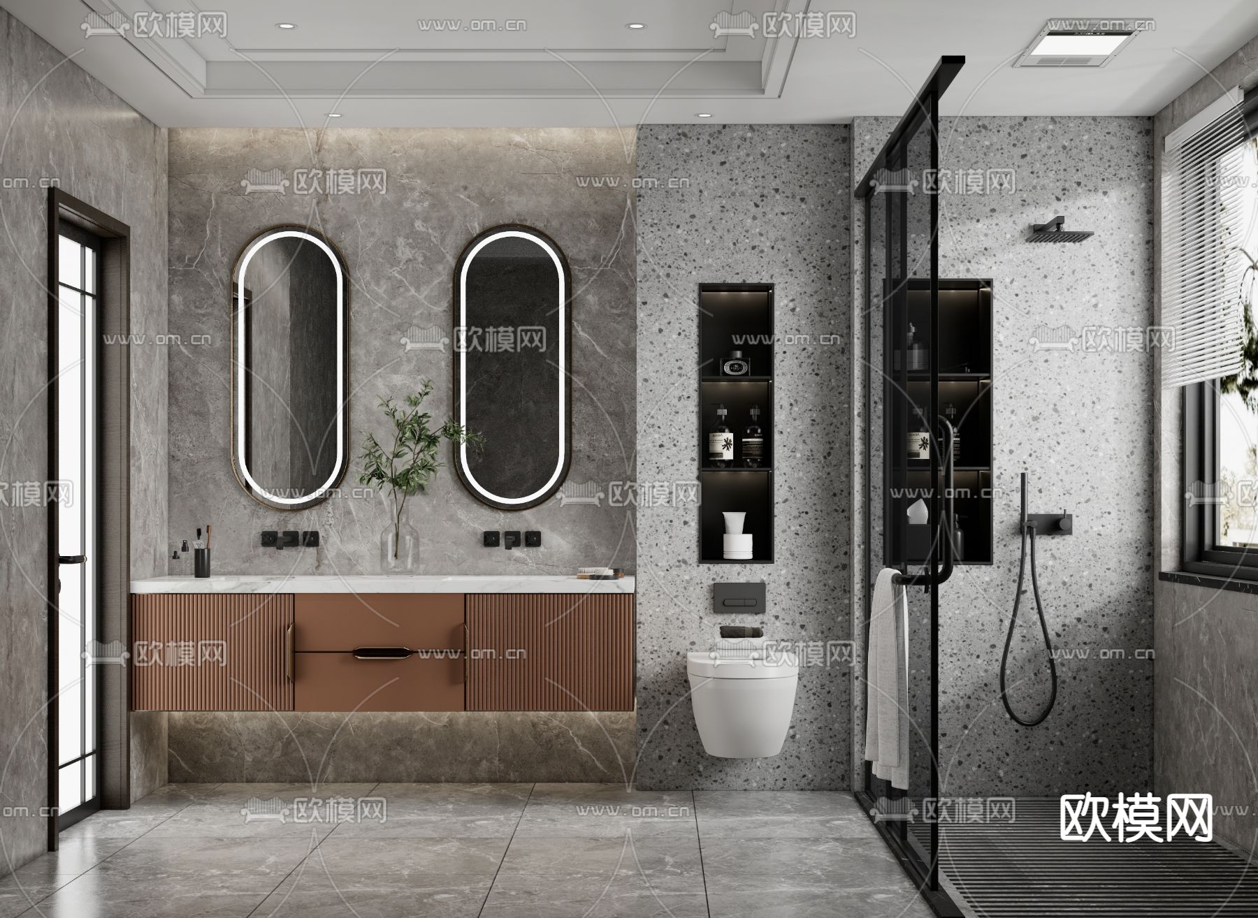 现代卫生间su模型下载（渲染图1）