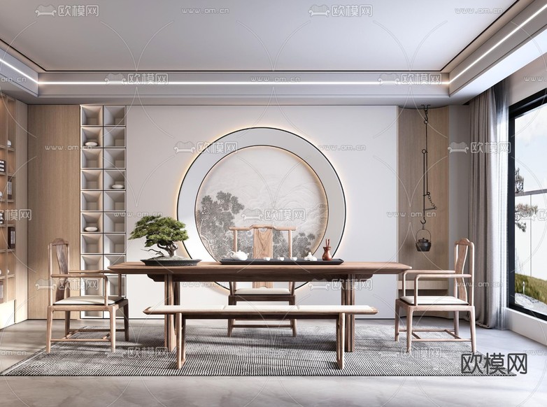 新中式茶室3d模型下载