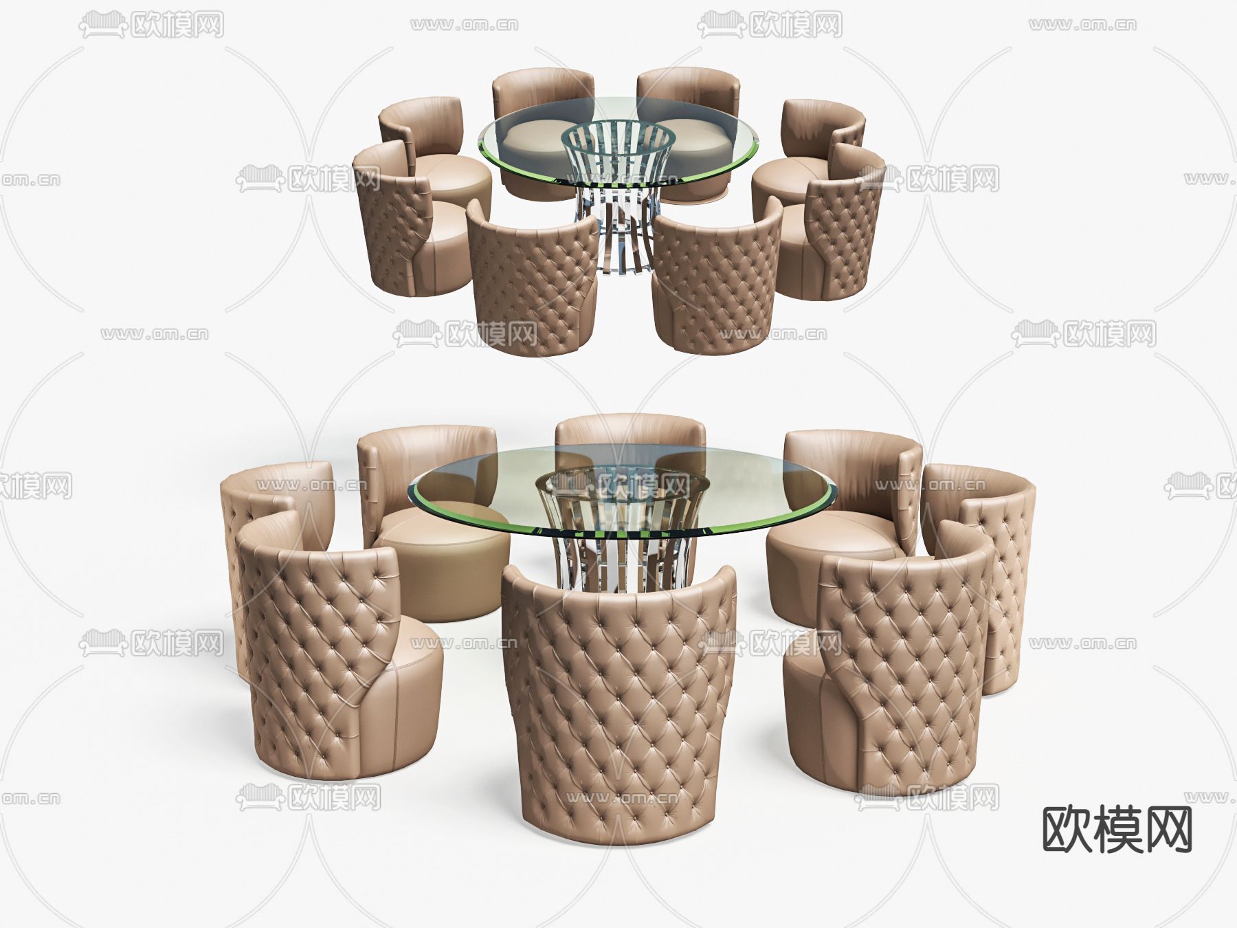 现代圆形休闲桌椅3d模型下载