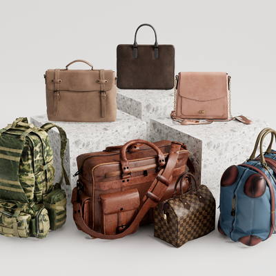  现代旅行包手提包su模型 