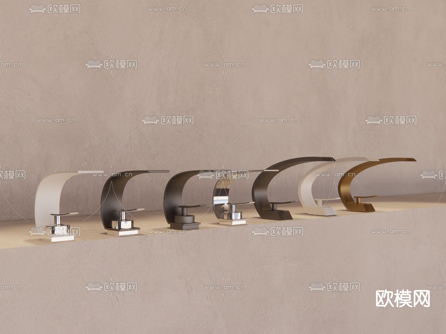 北欧瀑布式水龙头su模型下载（渲染图1）