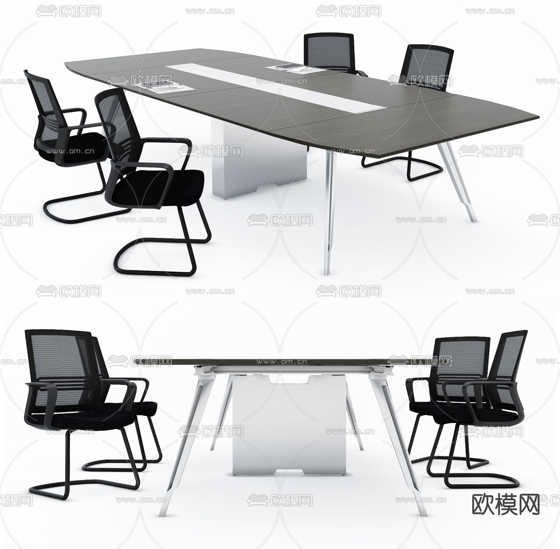 现代办公桌椅su模型下载（渲染图1）