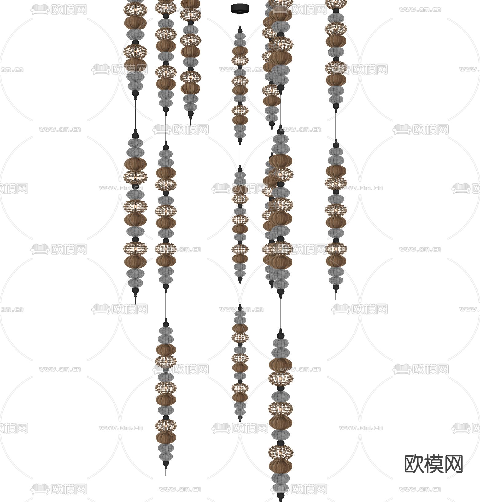 侘寂风装饰吊灯su模型下载（渲染图2）