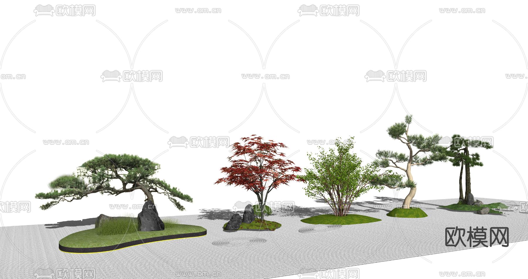 新中式景观树su模型下载（渲染图2）