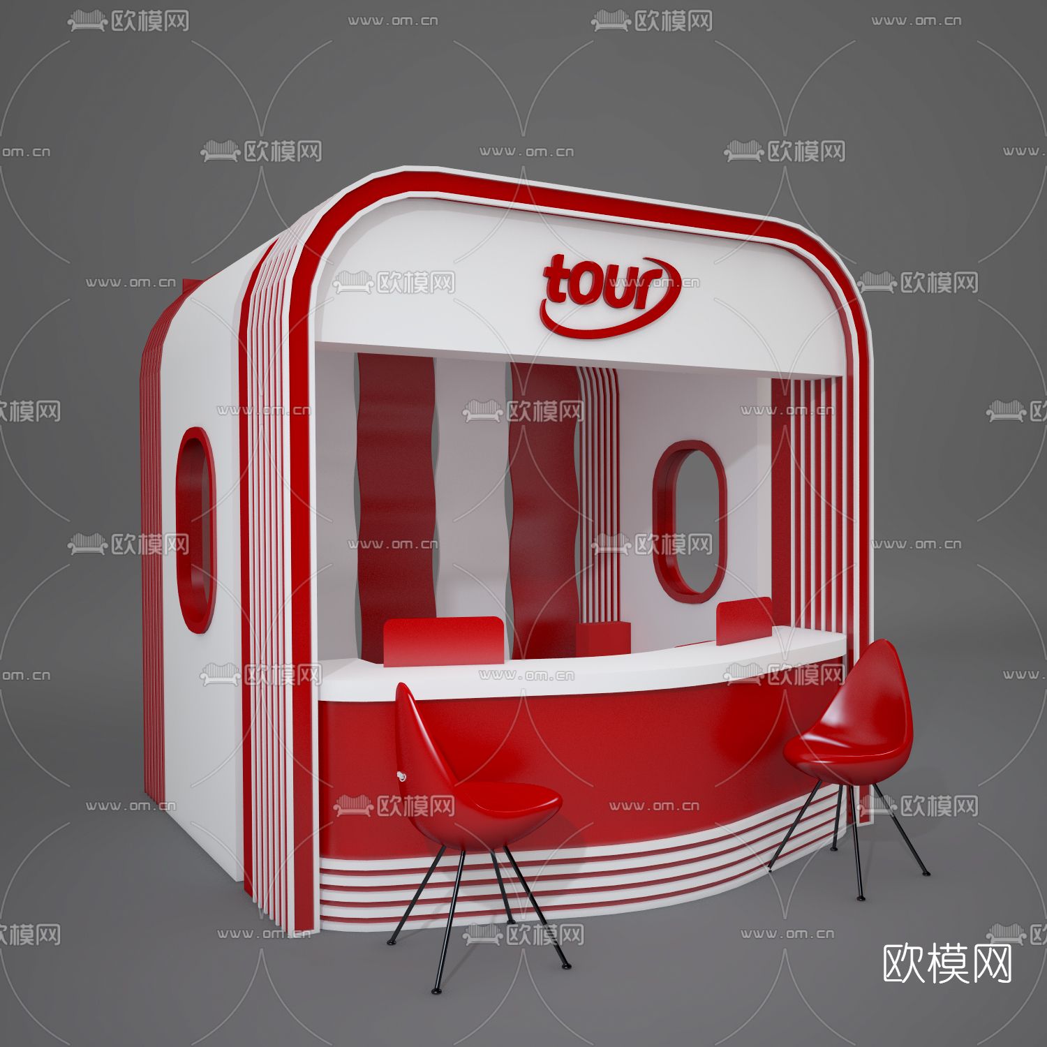 现代前台接待台免费3d模型下载