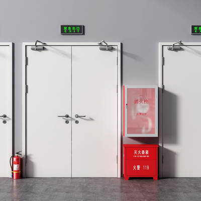  现代消防门防火门su模型 