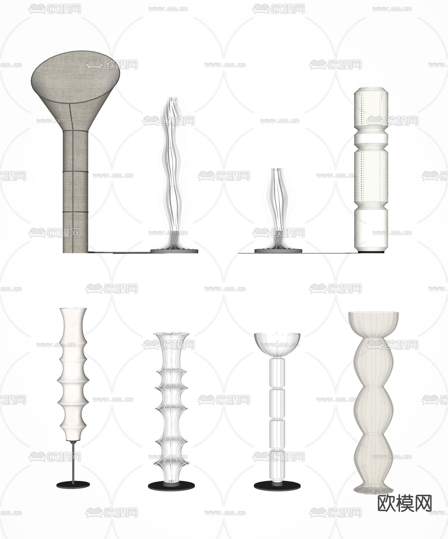 侘寂风落地灯su模型下载（渲染图2）