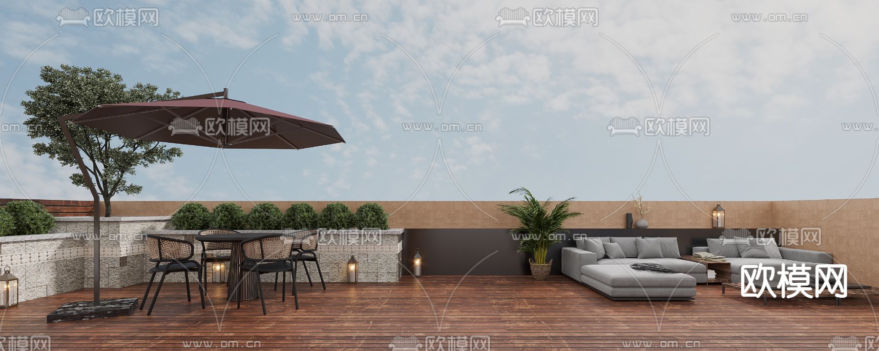 现代阳台露台3d模型下载（渲染图2）