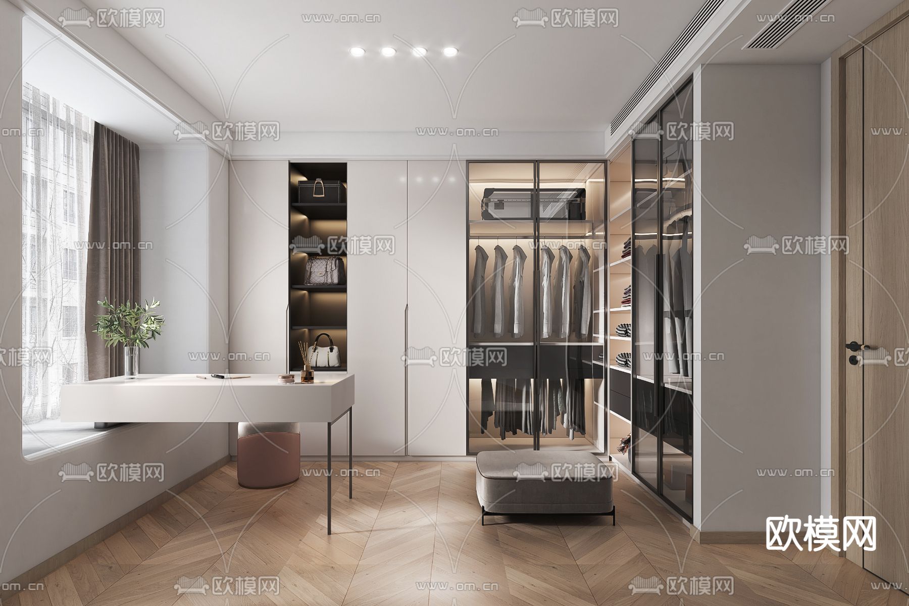 现代衣帽间3d模型下载