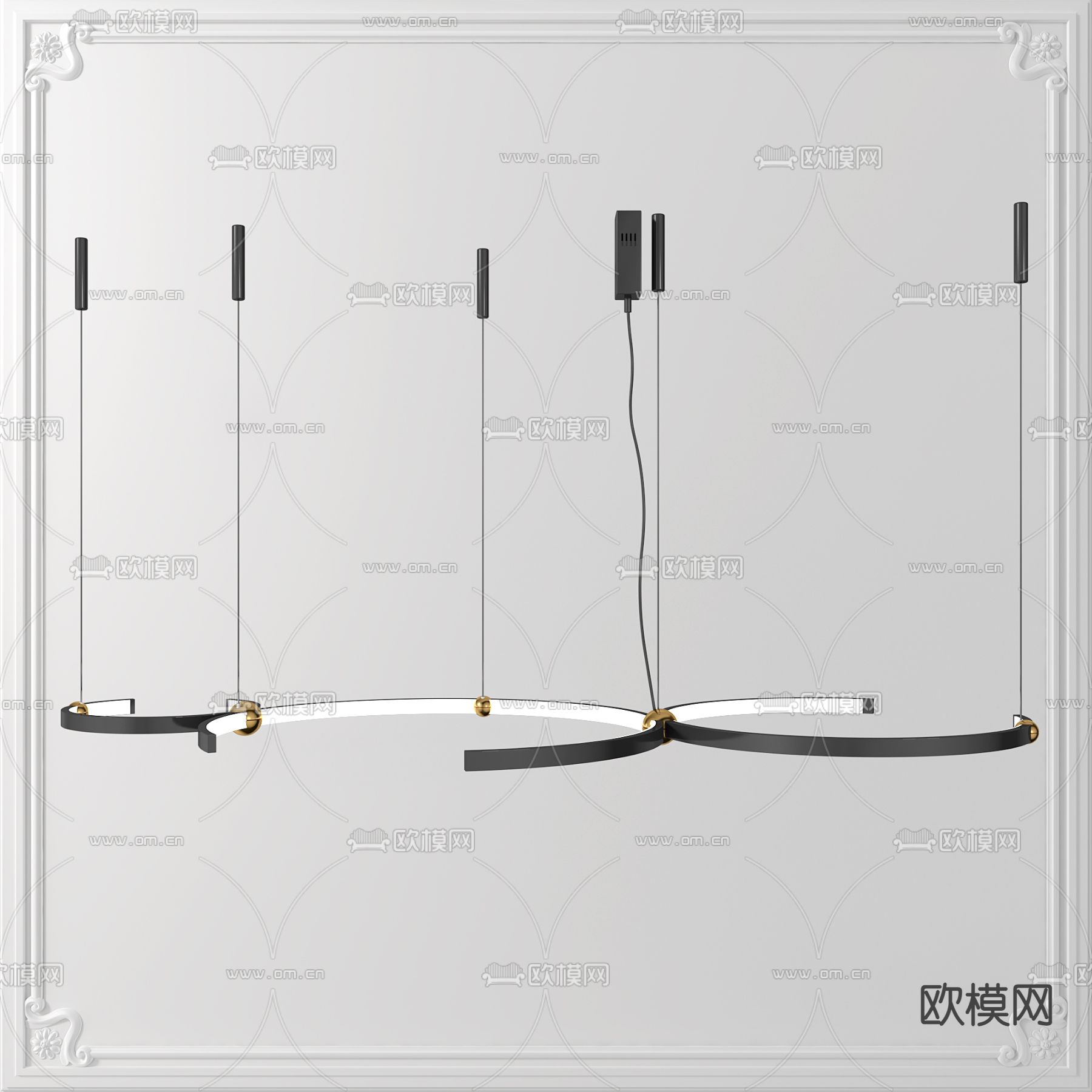 现代金属吊灯3d模型下载