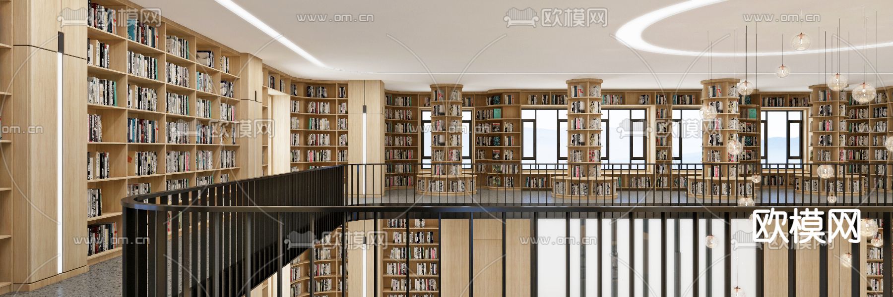 现代图书馆中庭3d模型