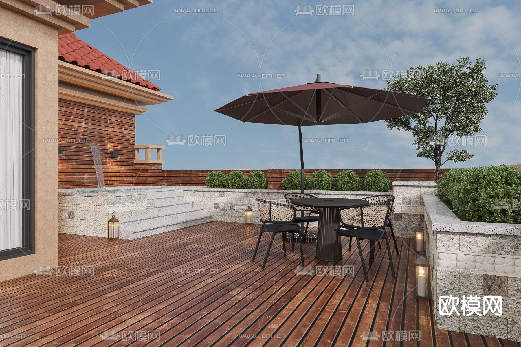 现代阳台露台3d模型下载（渲染图1）