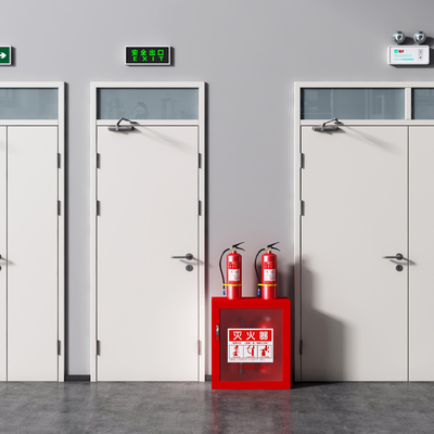  现代消防门防火门su模型 