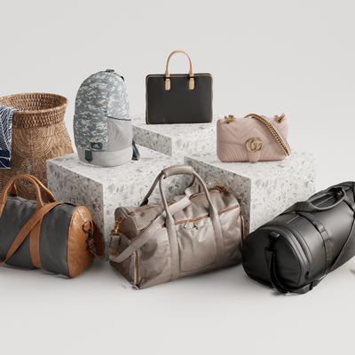  现代旅行包手提包su模型 