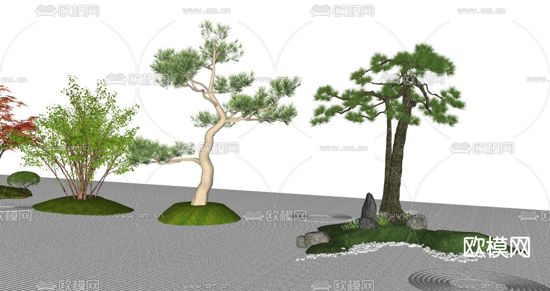 新中式景观树su模型下载（渲染图4）