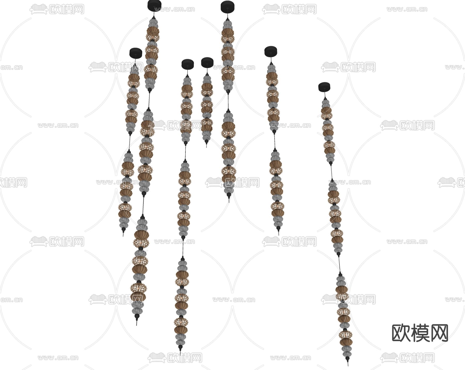 侘寂风装饰吊灯su模型下载（渲染图1）