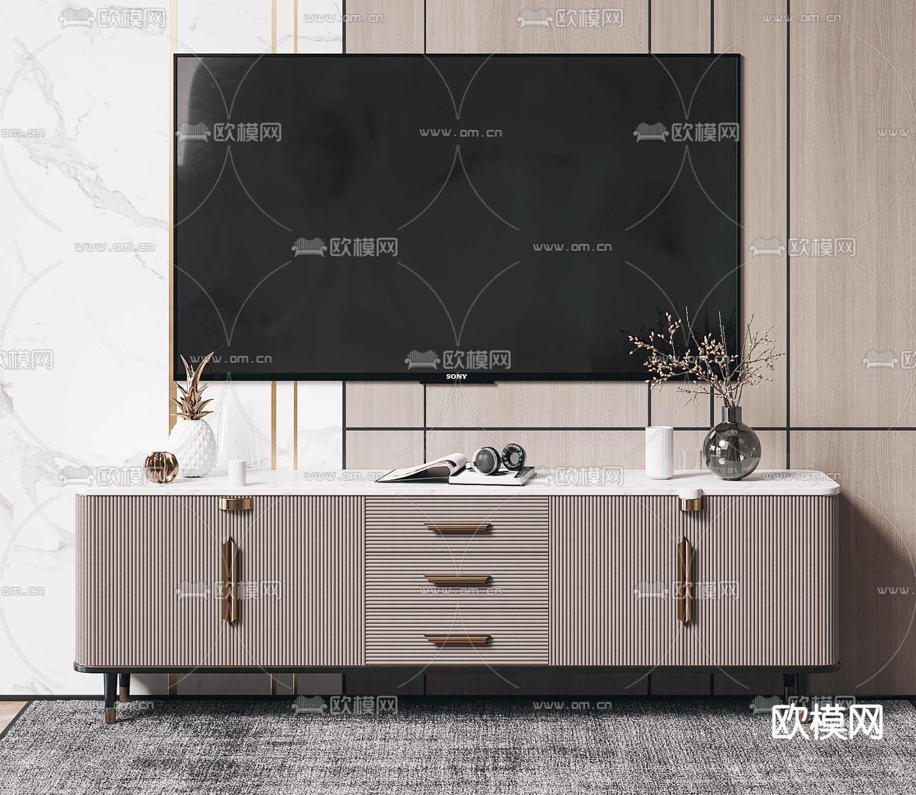 现代轻奢电视柜3d模型