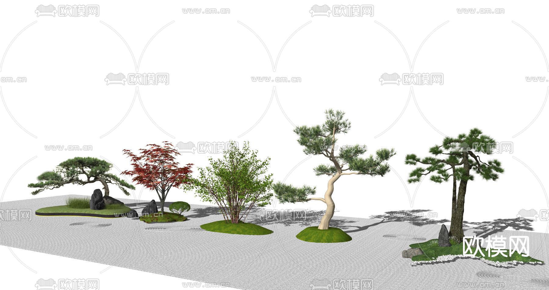 新中式景观树su模型下载（渲染图1）