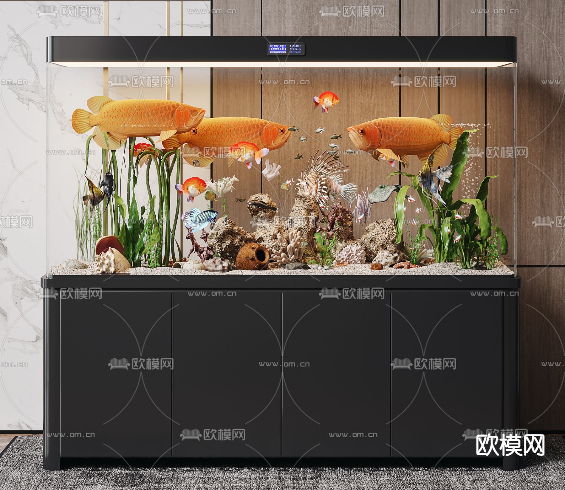 现代玻璃鱼缸3d模型