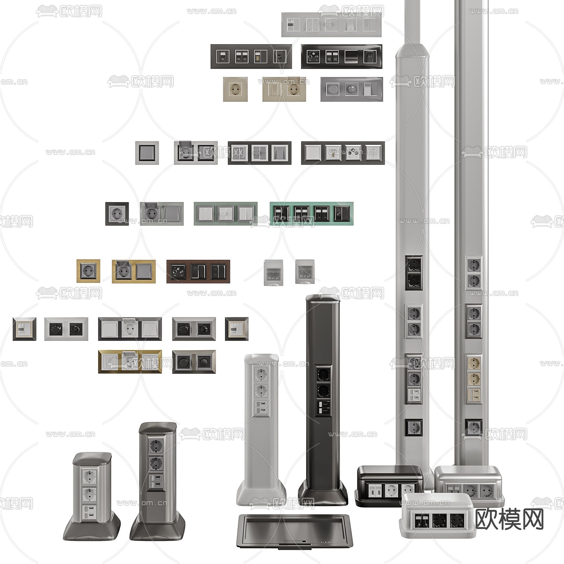 现代柱式插座3d模型下载