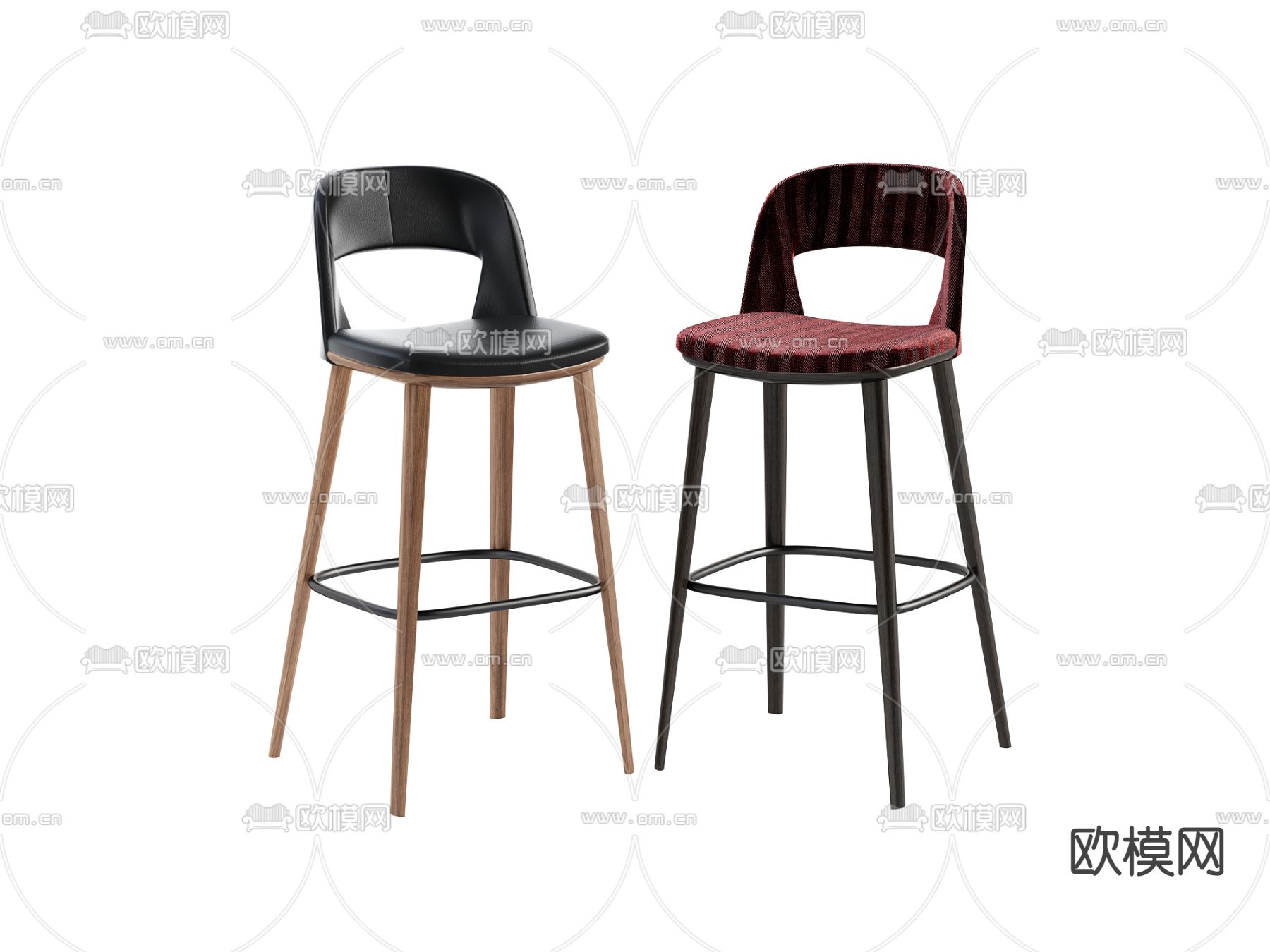 现代布艺吧椅3d模型下载