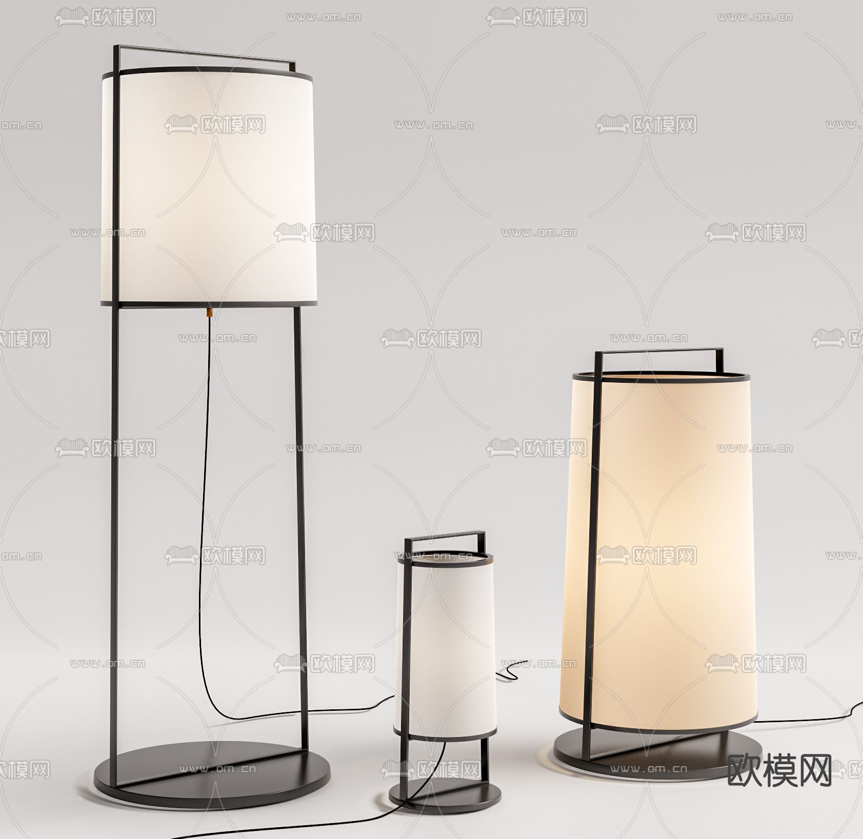 现代落地灯su模型下载（渲染图1）